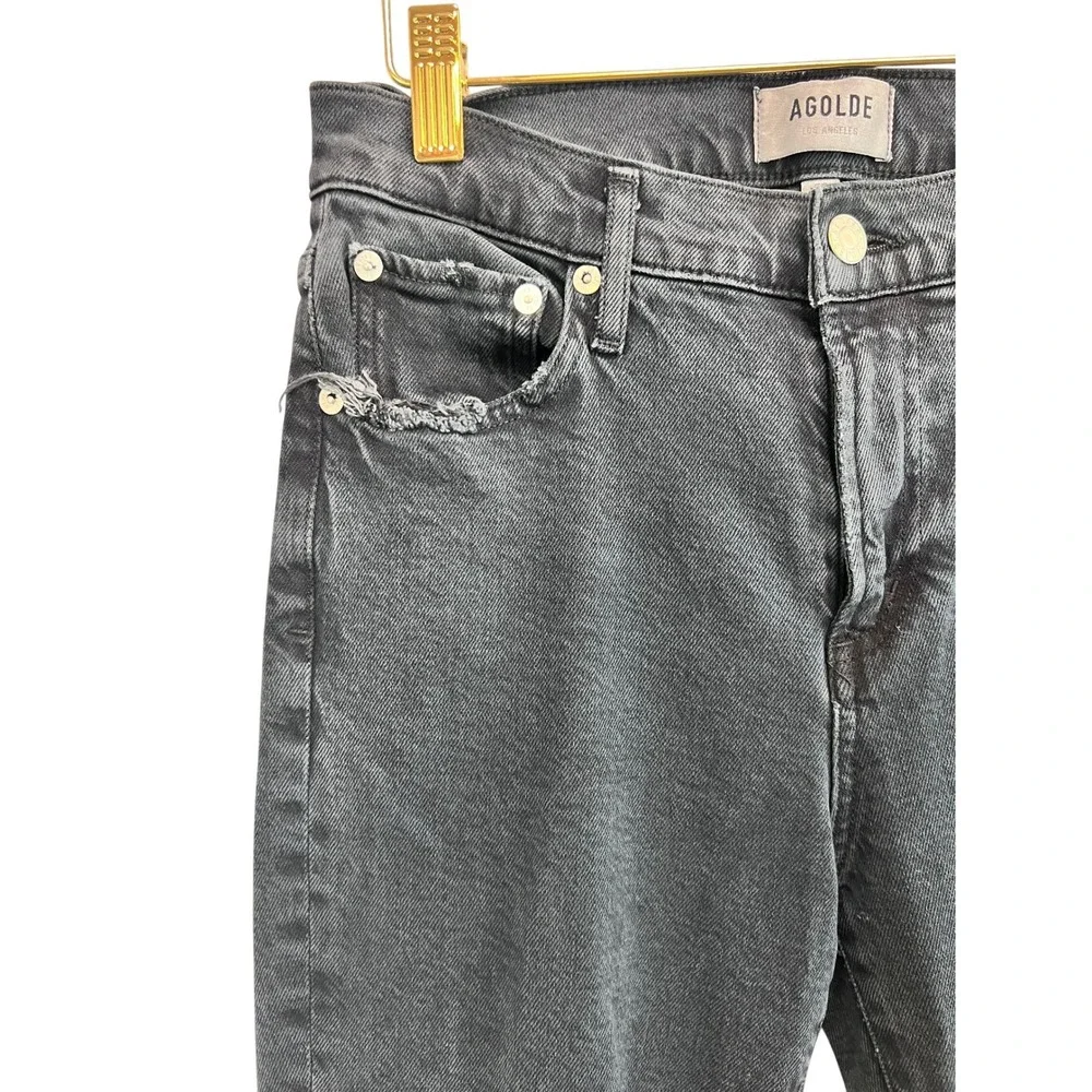 AGOLDE Skinny Jeans Women 25 Black Excellent Raw Hem High‎ Rise Distressed